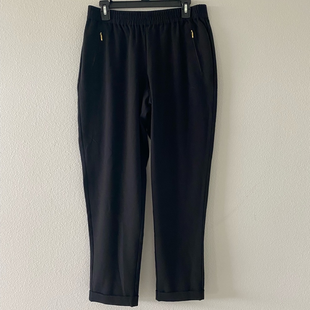 Chico’s black pants with gold zippers